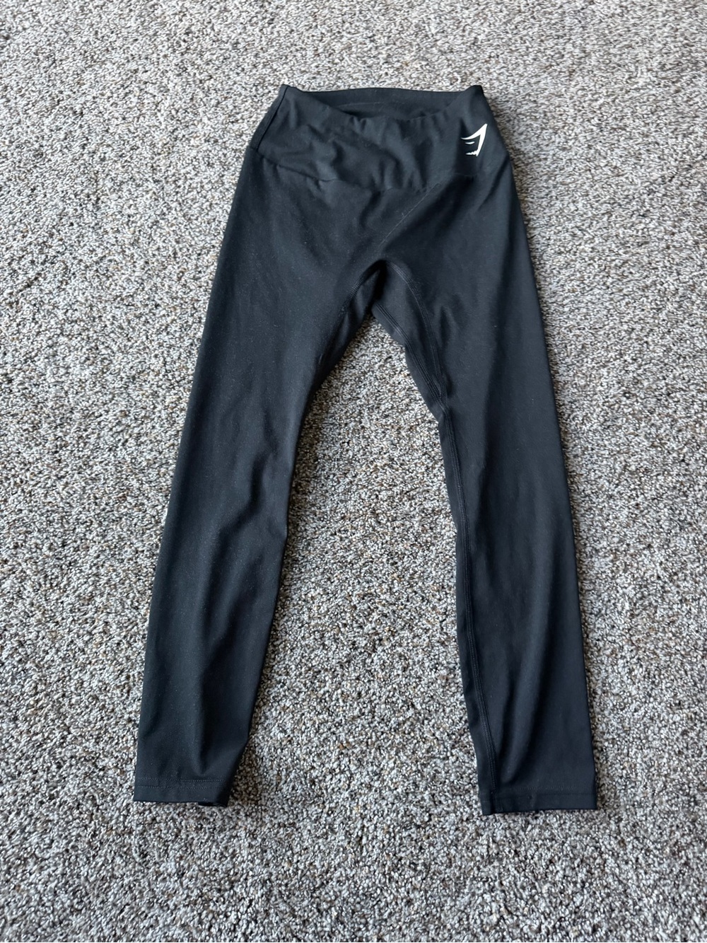 Gymshark Women's S Black High Waist Training Leggings White Shark Logo Workout